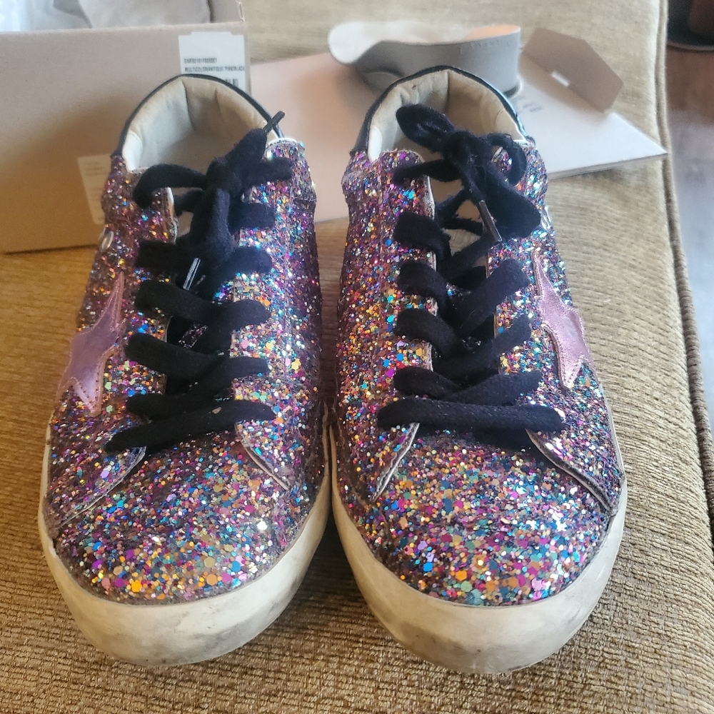 Sparkly Multicolor GOLDEN Goose Sequin Sneakers - Picture 10 of 13